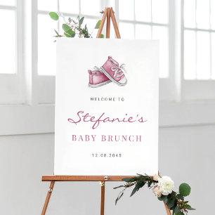 Póster Watercolor Bebé rosa Zapatos es un Chica Baby Brun