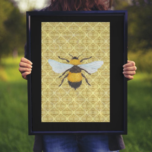 Póster Watercolor Bee en Damask (Subido por el creador)