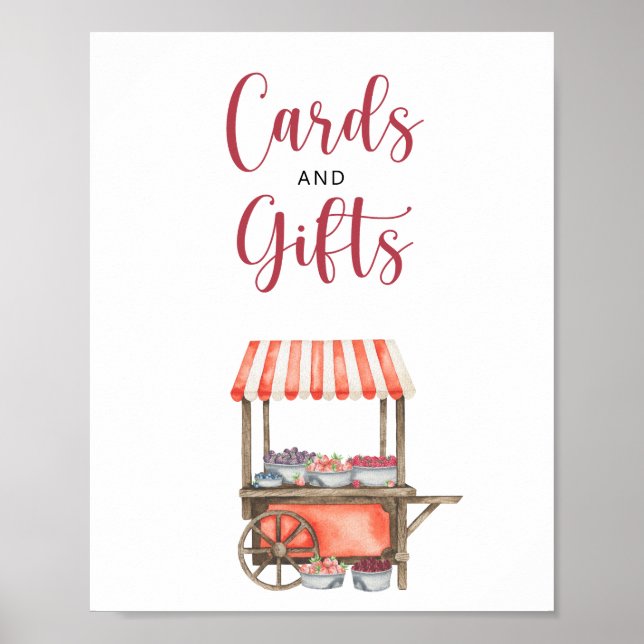 Póster Watercolor berry cards and gifts baby shower (Frente)