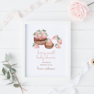 Póster Watercolor Berry Sweet Chocolate Cake Baby Shower