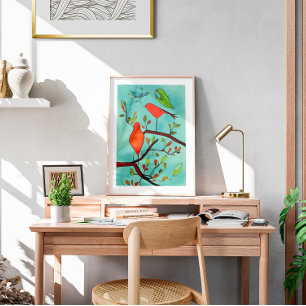 Póster Watercolor Birds Wall Art