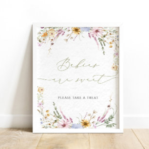 Póster Watercolor Boho Flores silvestres Los bebés son Ró