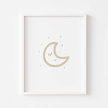 Watercolor boho poster de la Luna minimalista