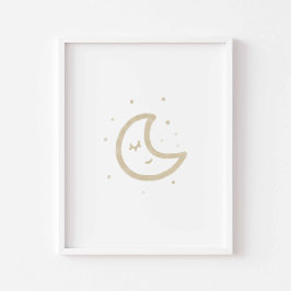 Póster Watercolor boho poster de la Luna minimalista