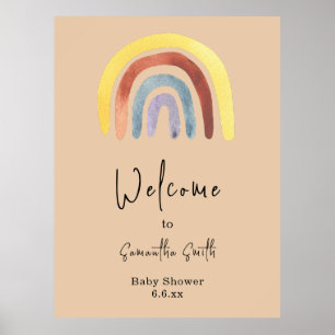Póster Watercolor boho rainbow Welcome 