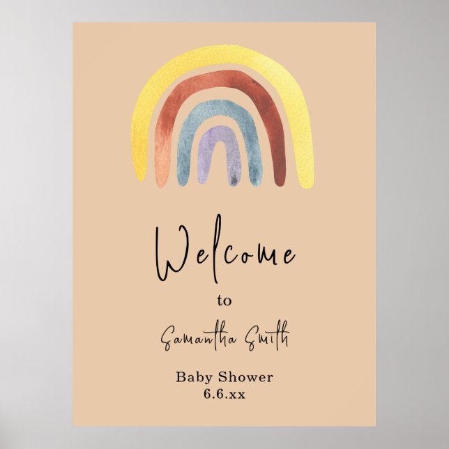 Póster Watercolor boho rainbow Welcome  (Frente)