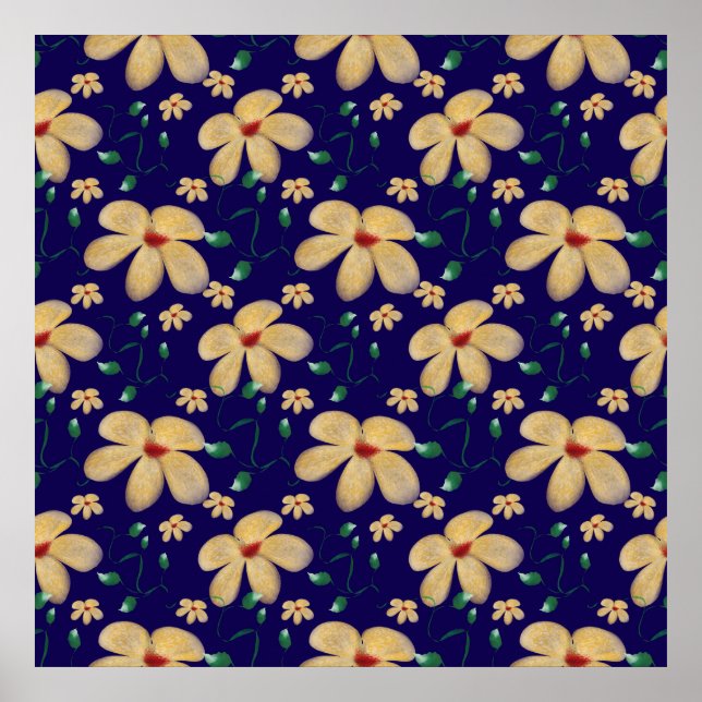 Póster Watercolor Botanical Seamless Pattern   (Frente)