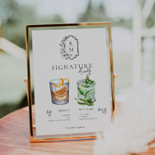 Póster Watercolor Bride & Groom Signature Drink