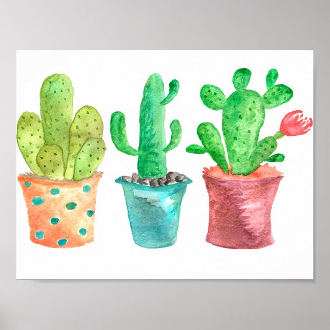 Póster Watercolor Cactus (Frente)