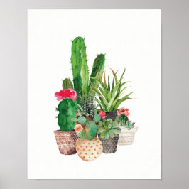 Póster Watercolor Cactus and Succulents