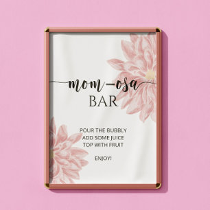 Póster Watercolor Chrysanthemum Baby Shower Mom-osa Bar