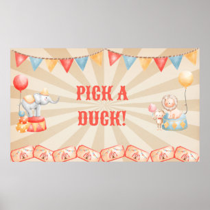 Póster Watercolor Circus Animals Birthday Party Station