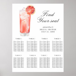 Póster Watercolor Citrus Cocktail Wedding seating chart