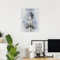 Watercolor Classic Poster de la estatua griega Ath