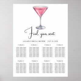 Póster Watercolor Cocktail Wedding seating chart