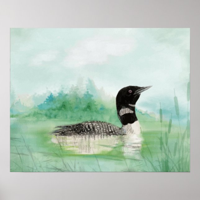 Póster Watercolor Common Lodge Wilderness Bird Art (Frente)