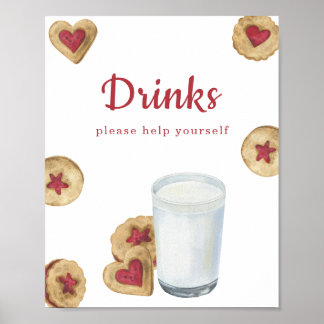 Póster Watercolor Cookies Baby shower Drinks