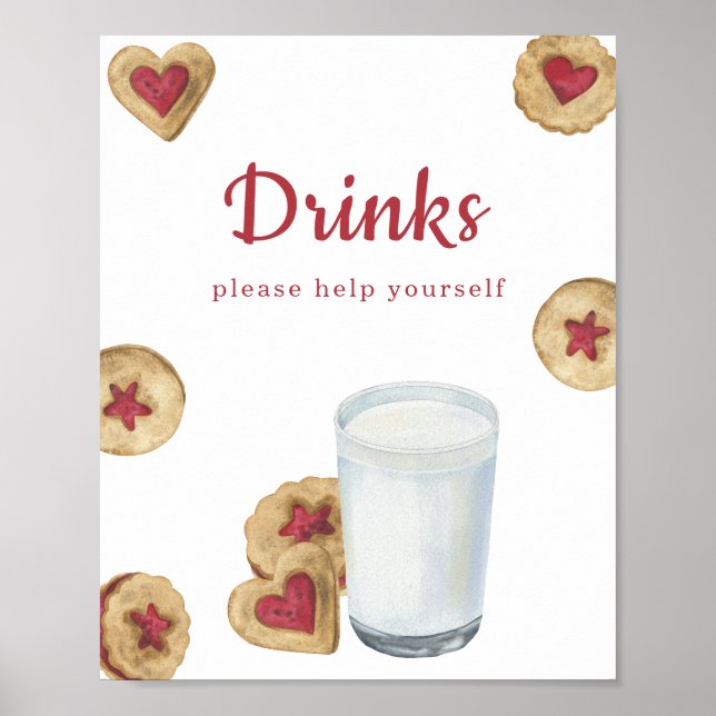 Póster Watercolor Cookies Baby shower Drinks (Frente)