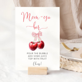 Póster Watercolor Coquette Cherry Baby Shower Mom-osa Bar