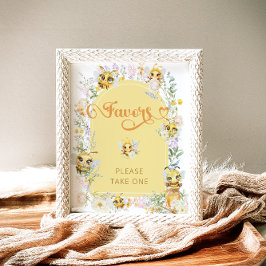 Póster Watercolor Cute Bee Favors