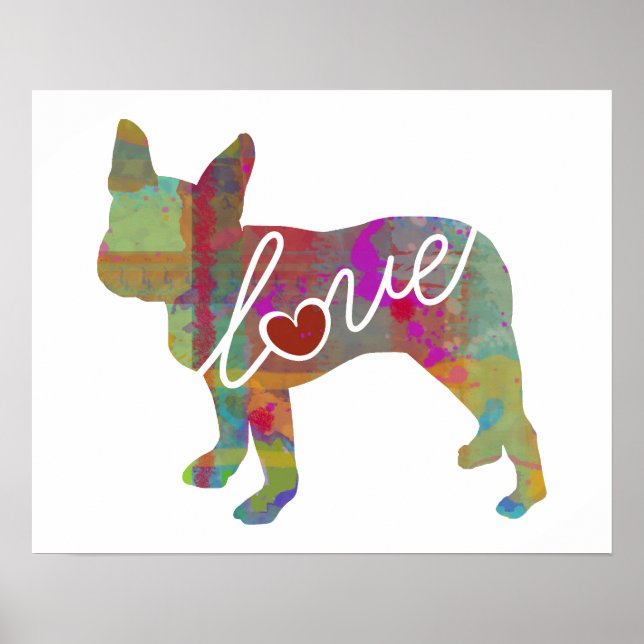 Póster Watercolor de Boston Terrier (Frente)