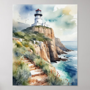 Póster Watercolor de Ciudad del Cabo en Sudáfrica