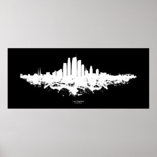Póster Watercolor de la línea aérea de Los Ángeles City S