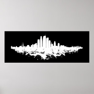 Póster Watercolor de la línea aérea de Los Ángeles City S