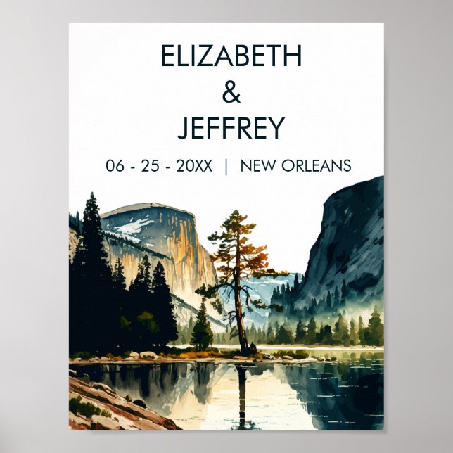 Póster Watercolor del Parque Nacional Yosemite (Frente)