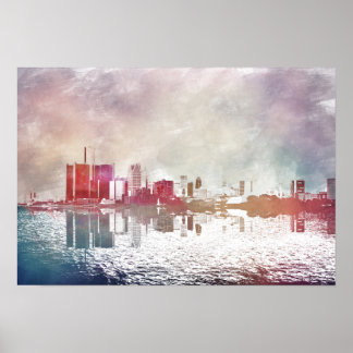 Póster Watercolor Detroit