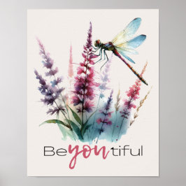 Póster Watercolor Dragonfly Beyoutiful Inspirational Art