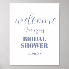 Póster Watercolor Dusty Blue Bridal Shower