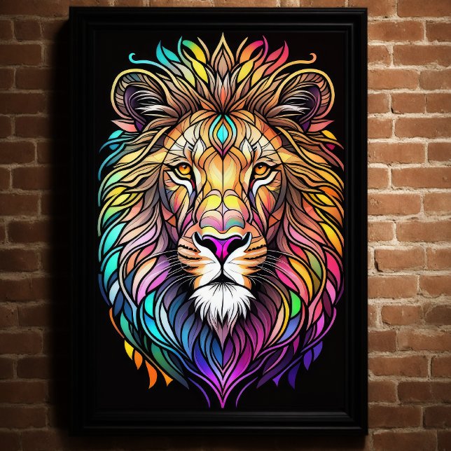 Póster Watercolor Estilo Vidrio Manchado León 2:3 Poster (Subido por el creador)