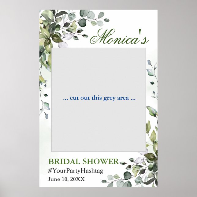 Póster Watercolor Eucalyptus Bridal Shower Photo Prop (Frente)