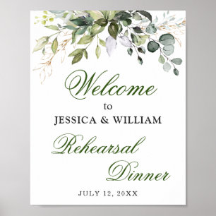 Póster Watercolor Eucalyptus Greeneration Rehearsal Dinne