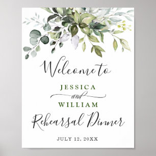 Póster Watercolor Eucalyptus Greeneration Rehearsal Dinne