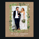 Póster Watercolor Eucalyptus Greenery Kraft Gold Photo<br><div class="desc">Watercolor Eucalyptus Greenery Boda de marcos dorados Poster de foto - Papel de Kraft rústico</div>