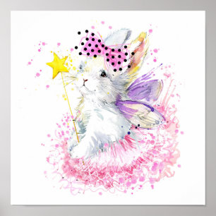 Póster Watercolor Fairy Bunny