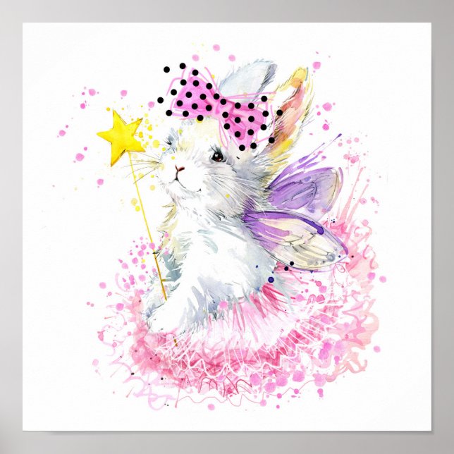 Póster Watercolor Fairy Bunny (Frente)