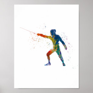 Póster watercolor fencing