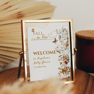 Póster Watercolor Flor silvestre caída en el amor Baby Sh