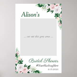 Póster Watercolor Floral Green Bridal Shower Photo Prop