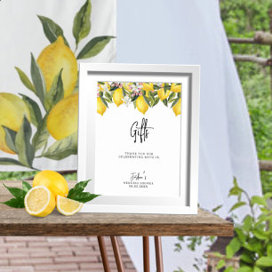 Póster Watercolor Floral Lemons Boda Regalos De Ducha