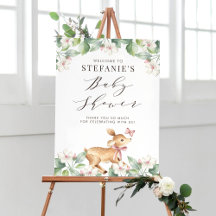 Watercolor Floral Woodland Baby Deer Baby Shower