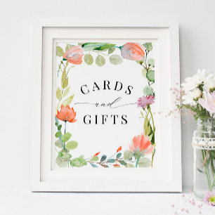 Póster Watercolor Flower Garden Tarjetas de ducha y regal