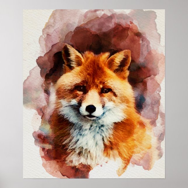 Póster watercolor fox (Frente)
