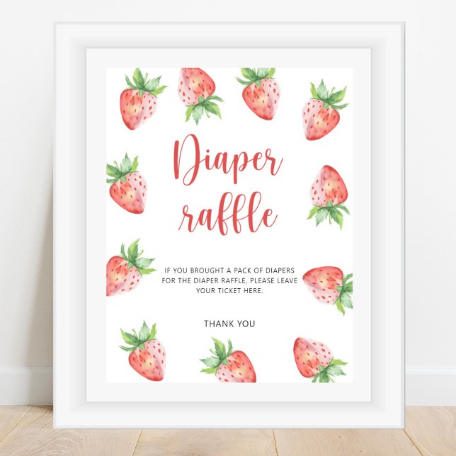 Póster Watercolor Fresa - rifa de pañales (Subido por el creador)