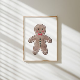 Póster Watercolor Gingerbread man poster