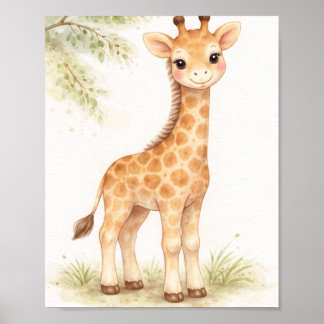 Póster Watercolor Giraffe Nursery Wall Art