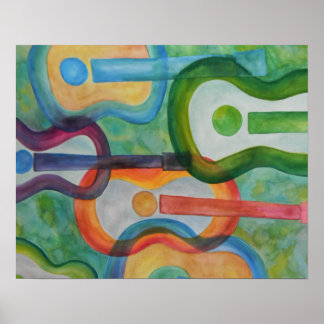Póster Watercolor Guitar Poster